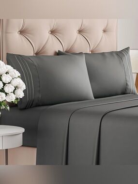Luxury Solid Microfiber Sheet Set - Dark Gray